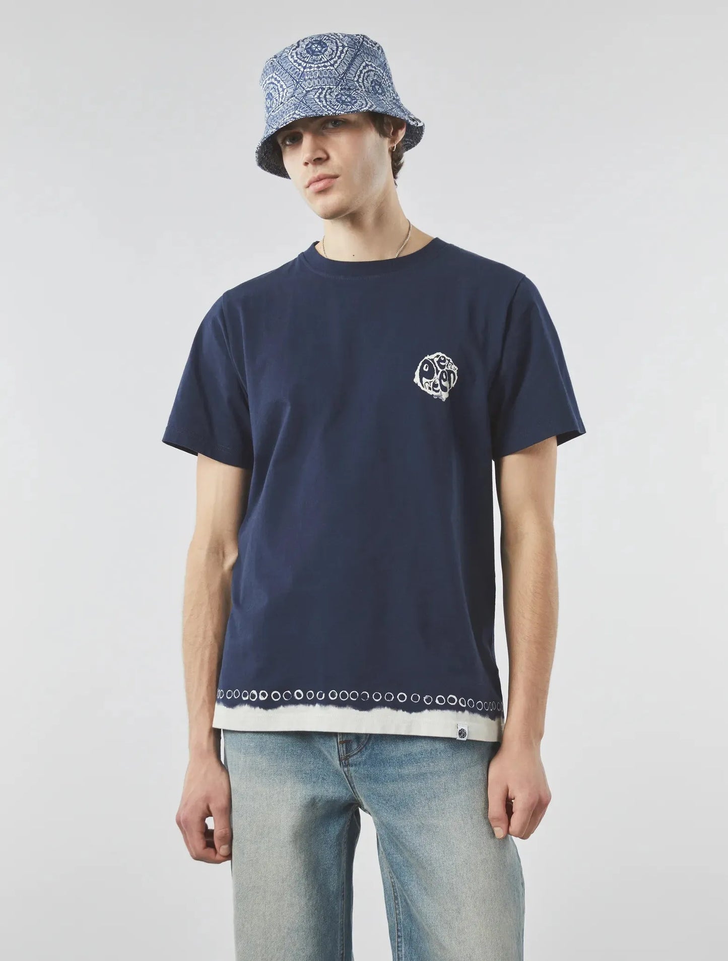 Pretty Green Anaheim Tye Dye Logo T-Shirt In Navy