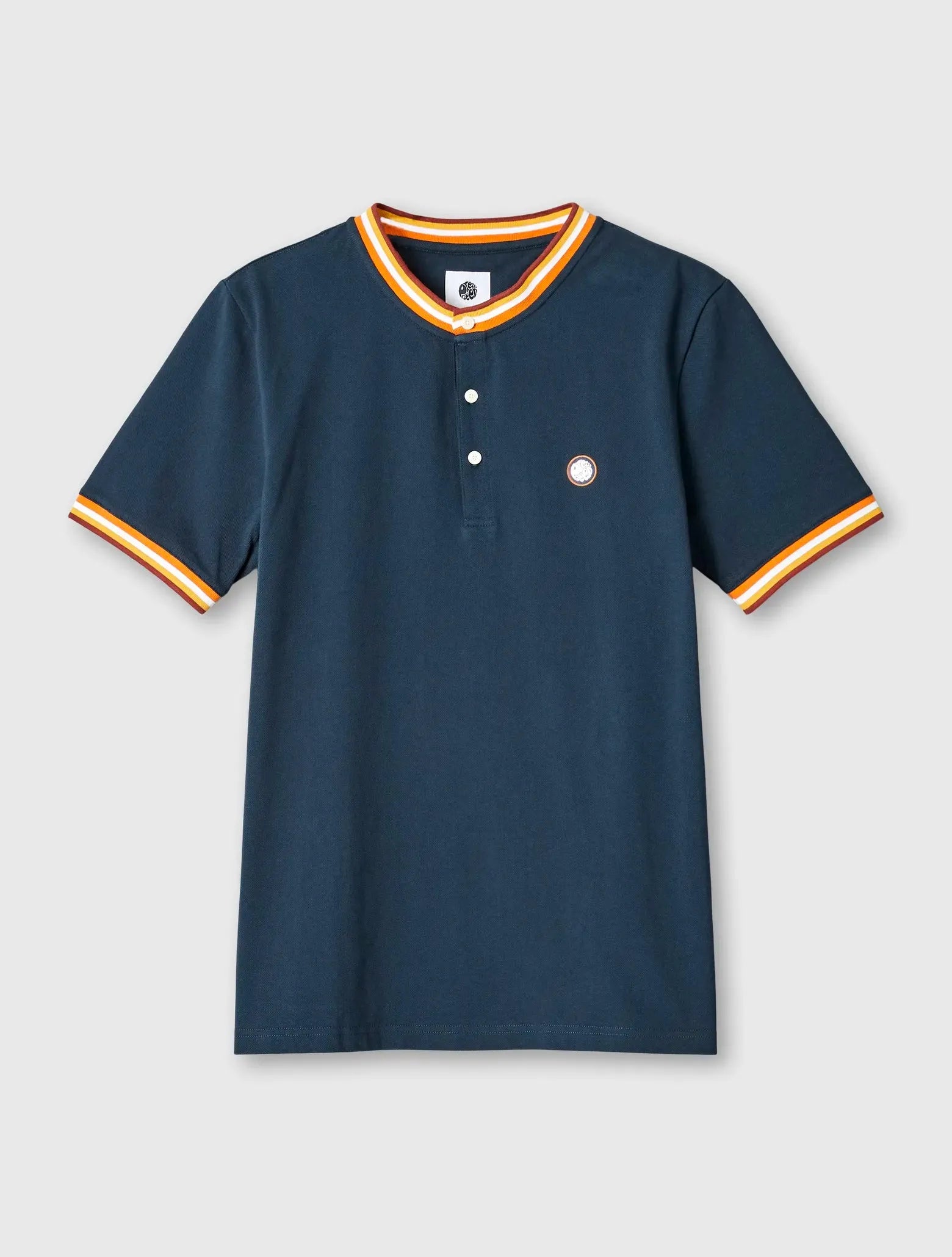 Pretty Green Hollen Grandad Tipped Polo Navy