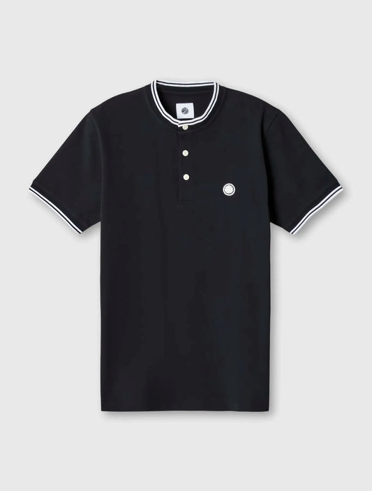 Pretty Green Allesley Tipped Grandad Polo-Black