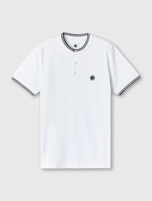 Pretty Green Allesley Tipped Grandad Polo-White