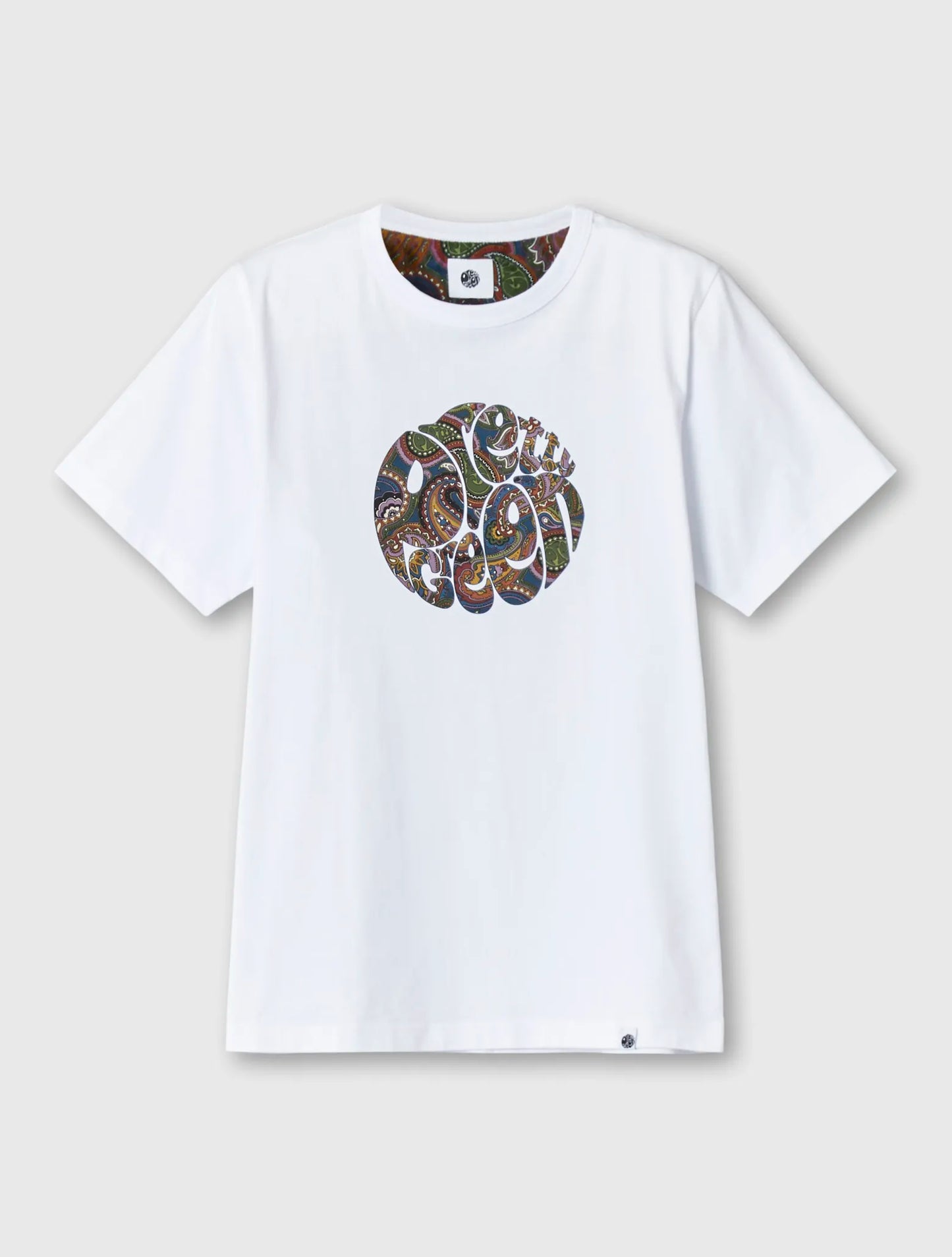 Pretty Green 15th Anniversary Paisley Logo T-Shirt In White