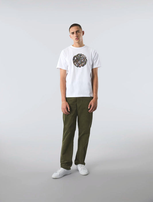 Pretty Green 15th Anniversary Paisley Logo T-Shirt In White