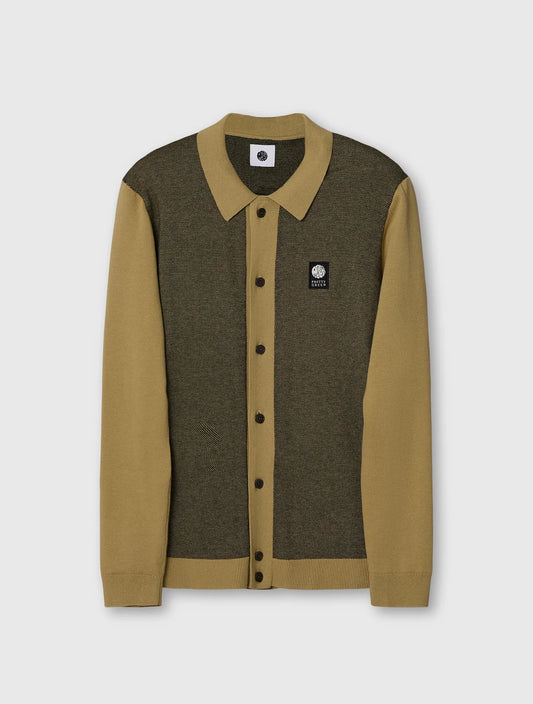 Pretty Green Roxy Longsleeve Knitted Polo Shirt Camel