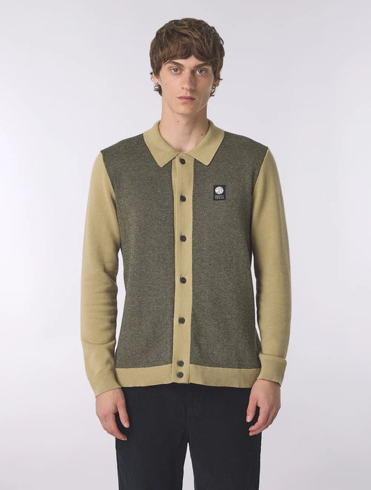 Pretty Green Roxy Longsleeve Knitted Polo Shirt Camel