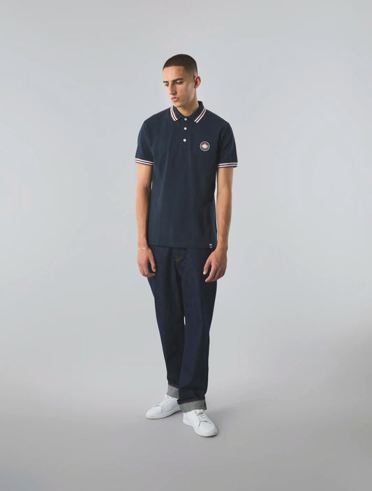 Pretty Green Live Forever Tipped Polo In Navy