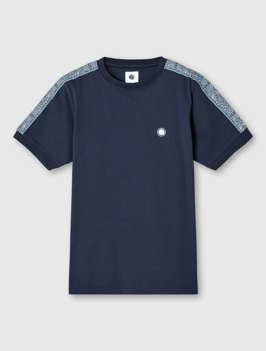 Pretty Green Eclipse Paisley Tipped SS T-Shirt In Navy