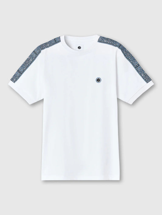 Pretty Green Eclipse Paisley Tipped SS T-Shirt In White