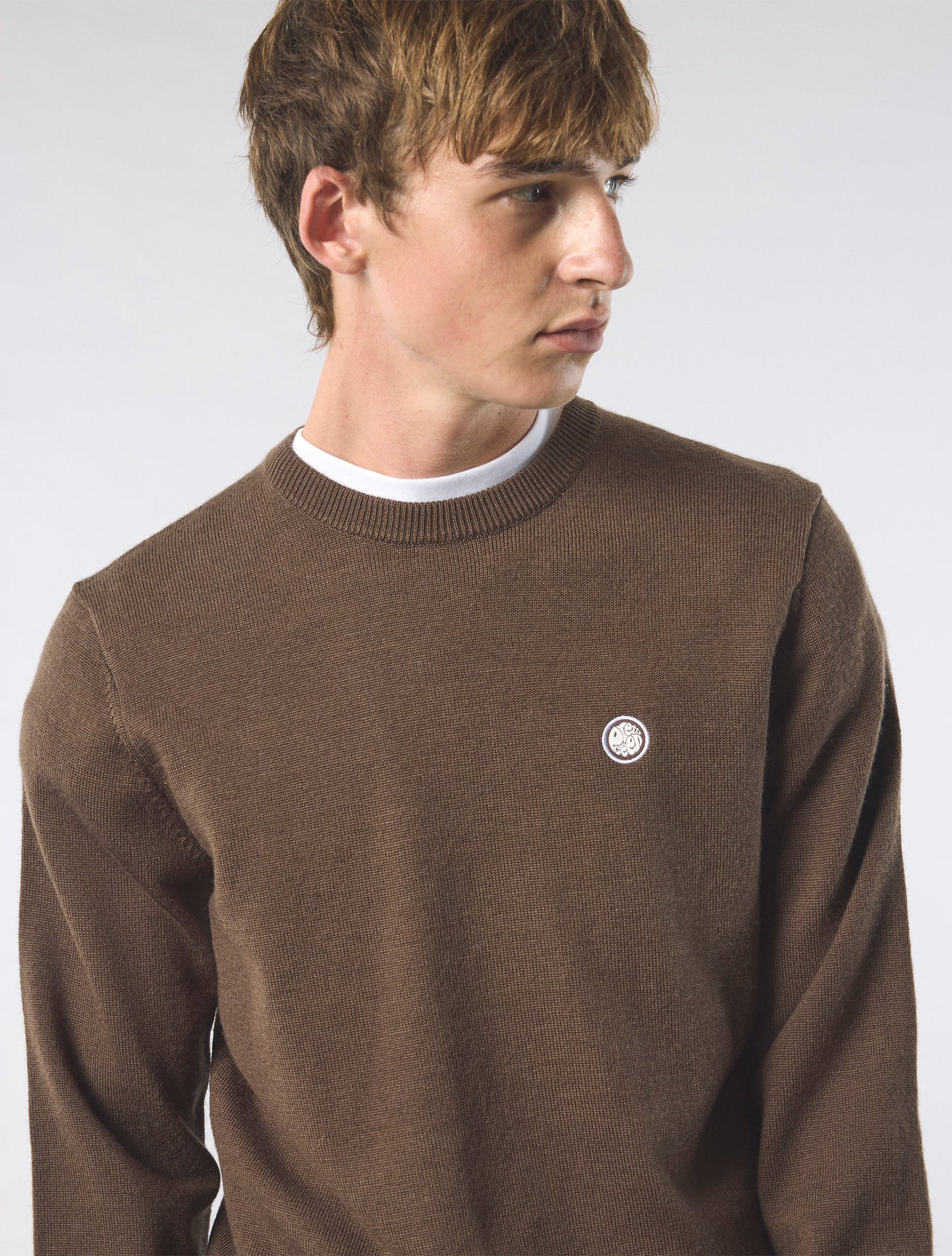 Pretty Green Crewneck Merino Knit Jumper Brown - RD1 Clothing
