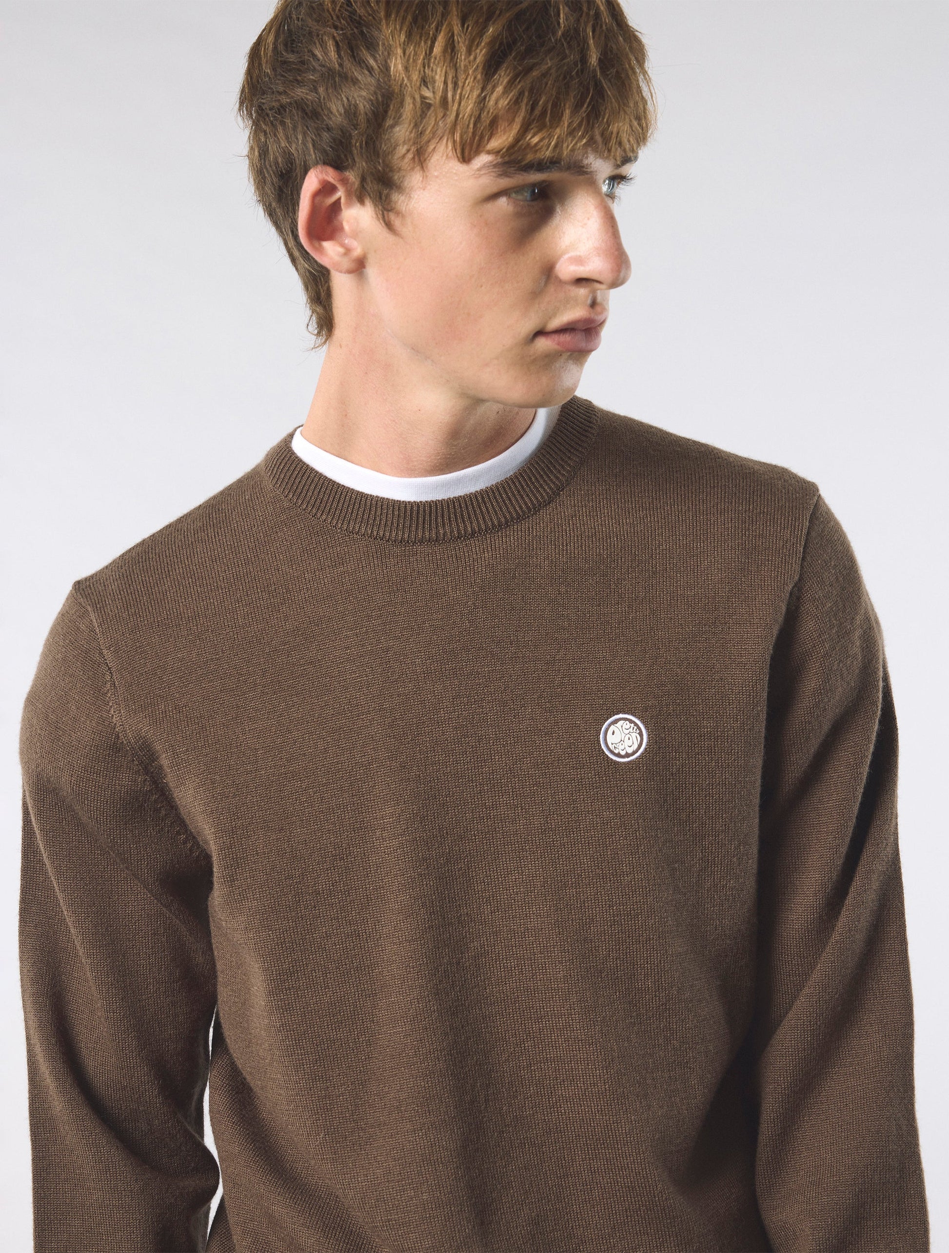 Pretty Green Crewneck Merino Knit Jumper Brown - RD1 Clothing