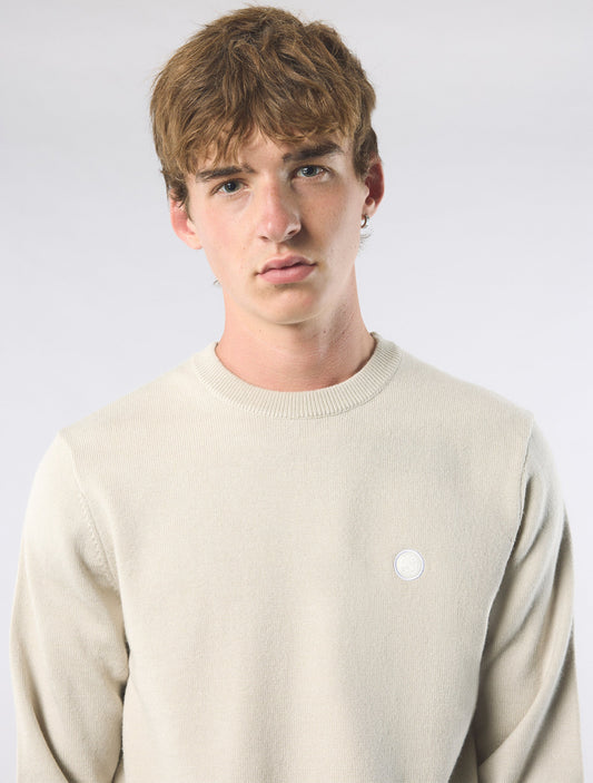 Pretty Green Crewneck Merino Knit Jumper Stone - RD1 Clothing