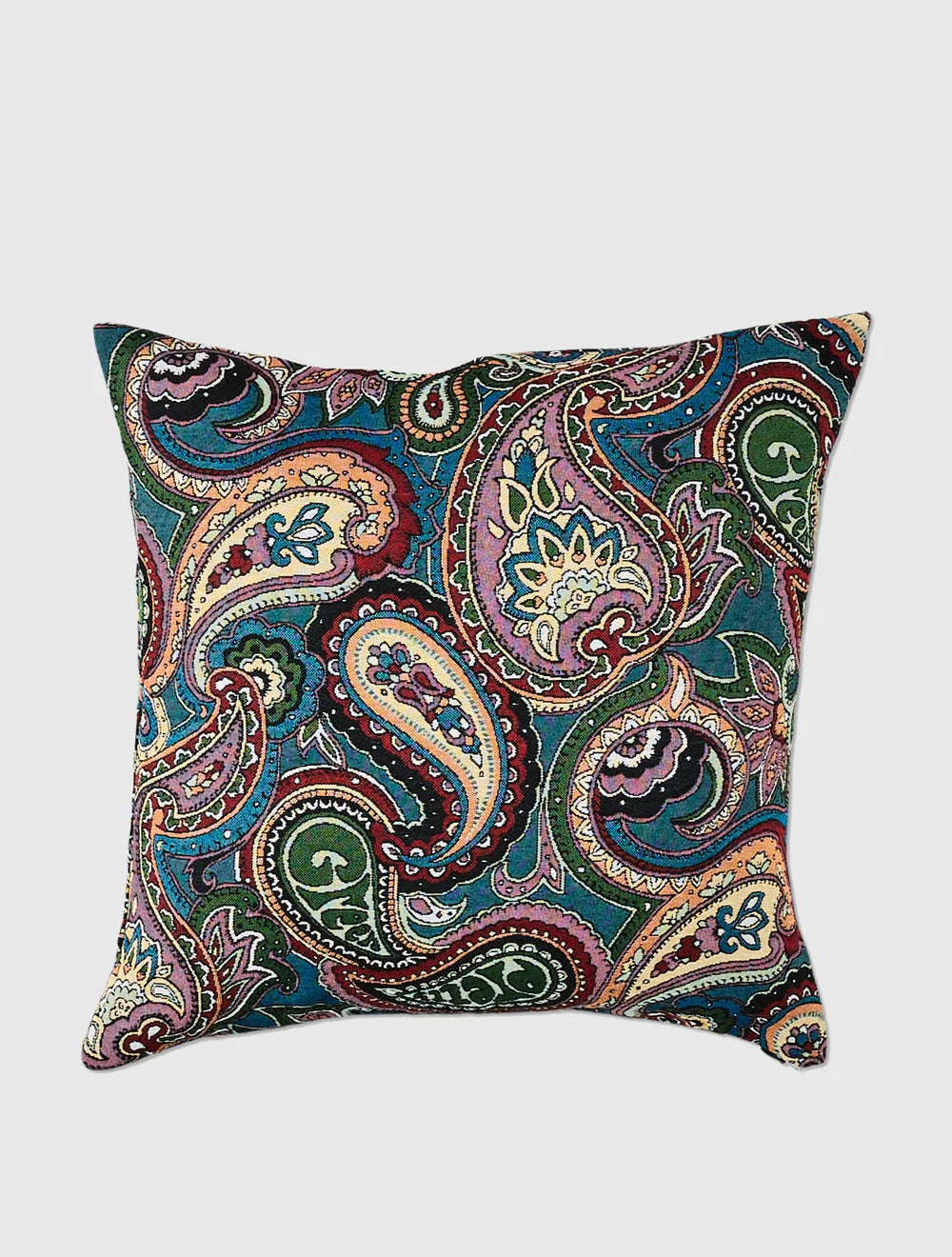 Pretty Green House Paisley jacquard cushion cover in multicolor paisley pattern