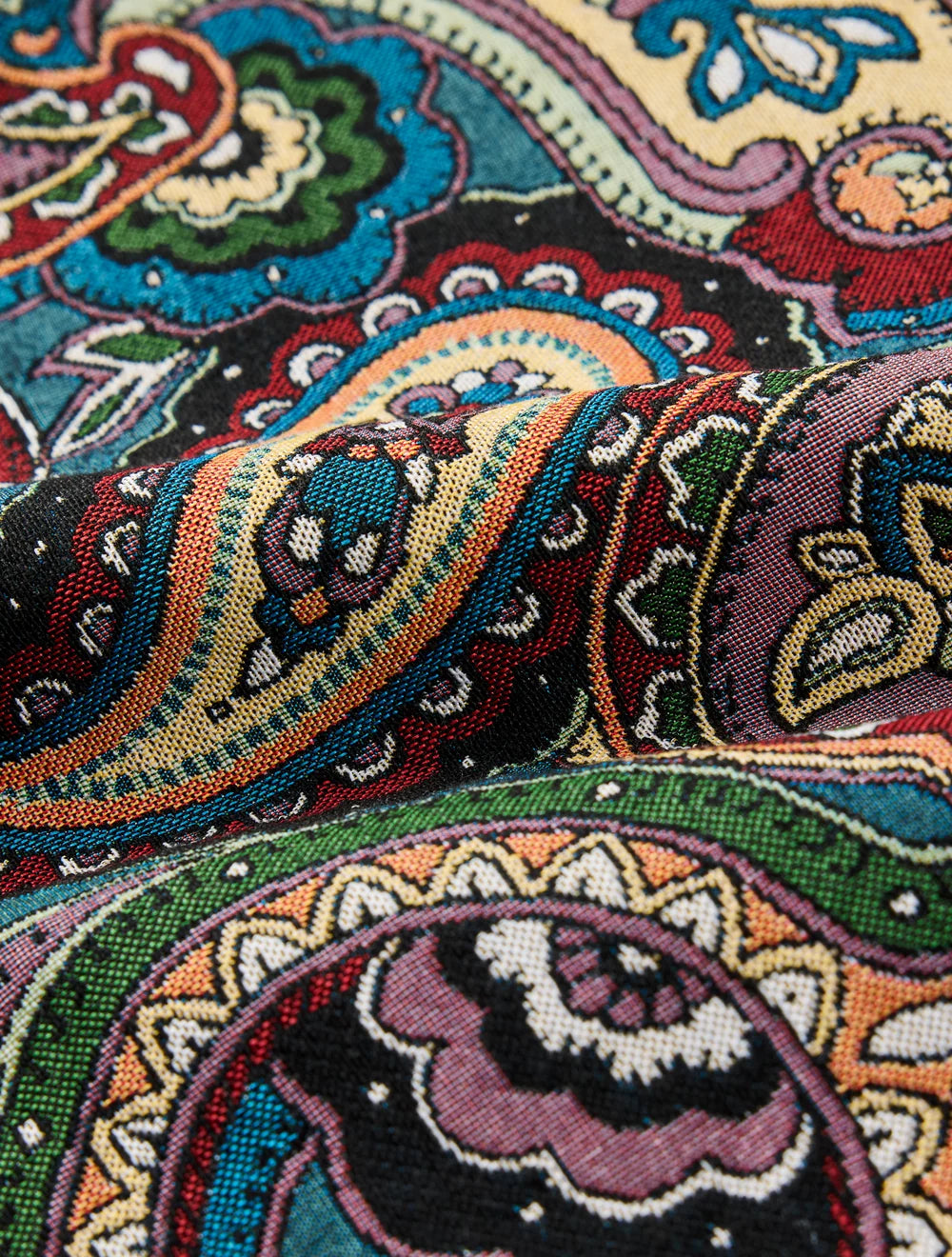 Pretty Green House Paisley Jacquard Cushion Cover in multicolor paisley pattern