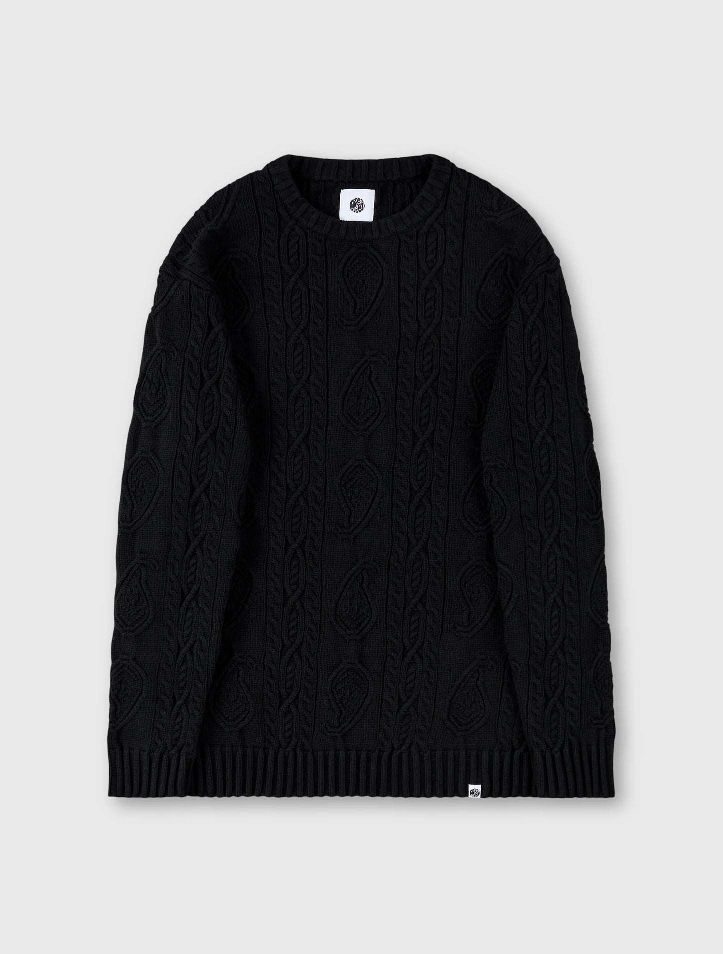 Pretty Green Marylebone Paisley Cable Knit Jumper Black - RD1 Clothing
