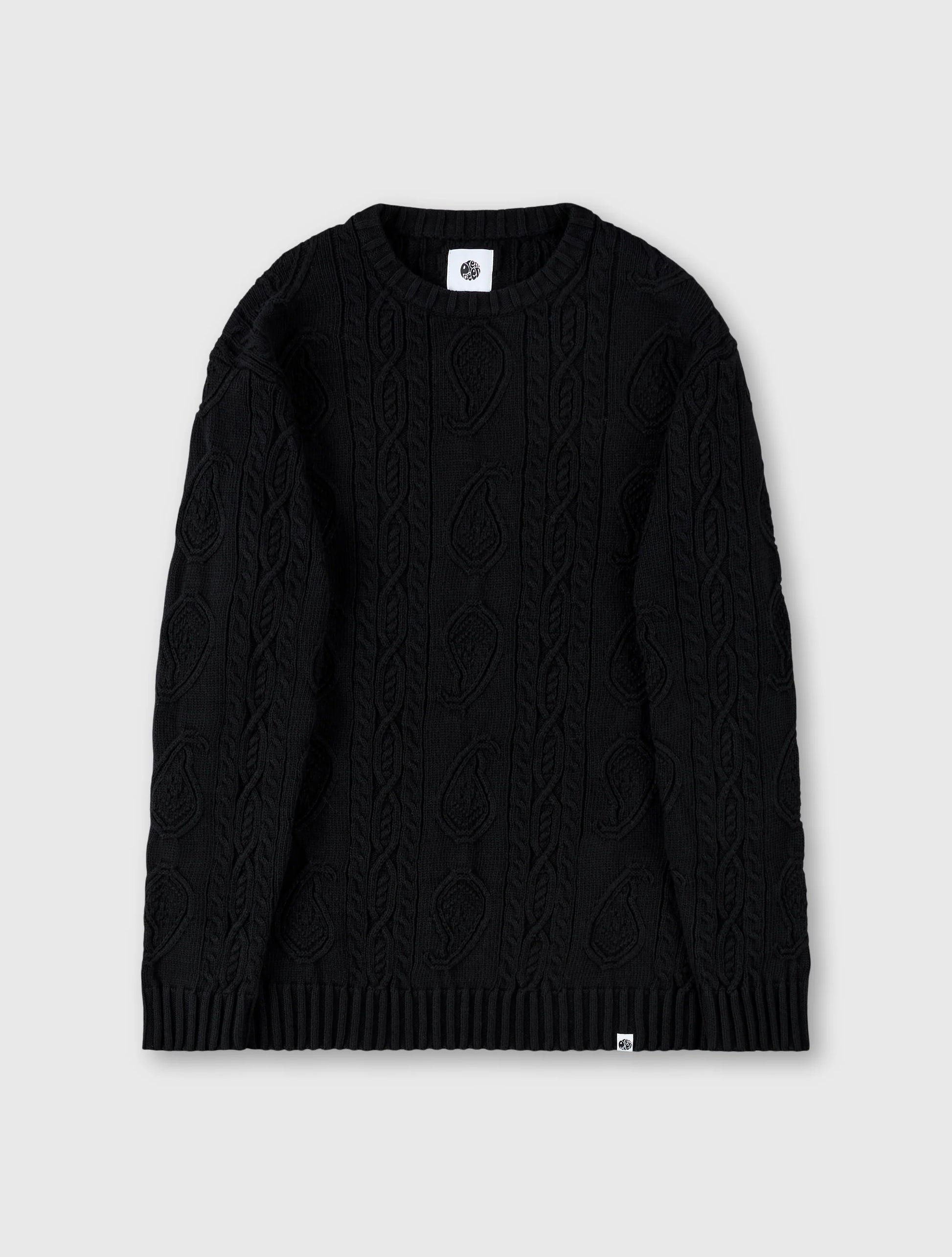 Pretty Green Marylebone Paisley Cable Knit Jumper Black - RD1 Clothing