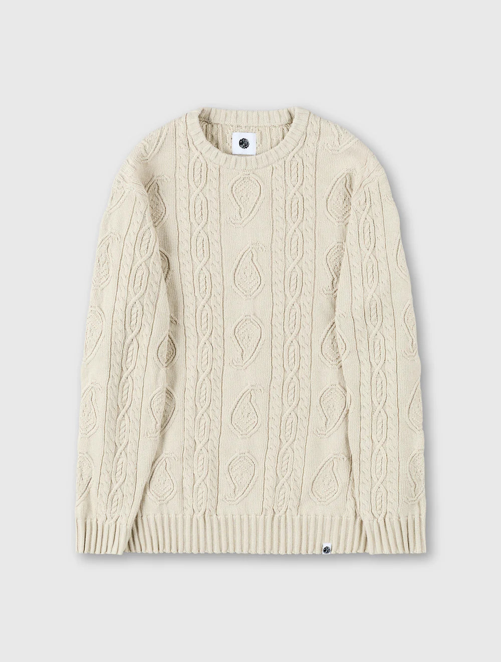 Pretty Green Marylebone Paisley Cable Knit Jumper Stone - RD1 Clothing