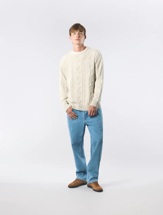 Pretty Green Marylebone Paisley Cable Knit Jumper Stone - RD1 Clothing