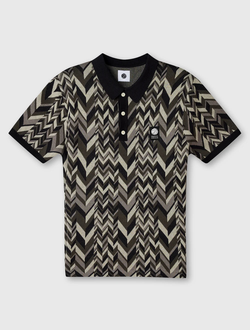 Pretty Green Starship Short Sleeve Knit Polo Black