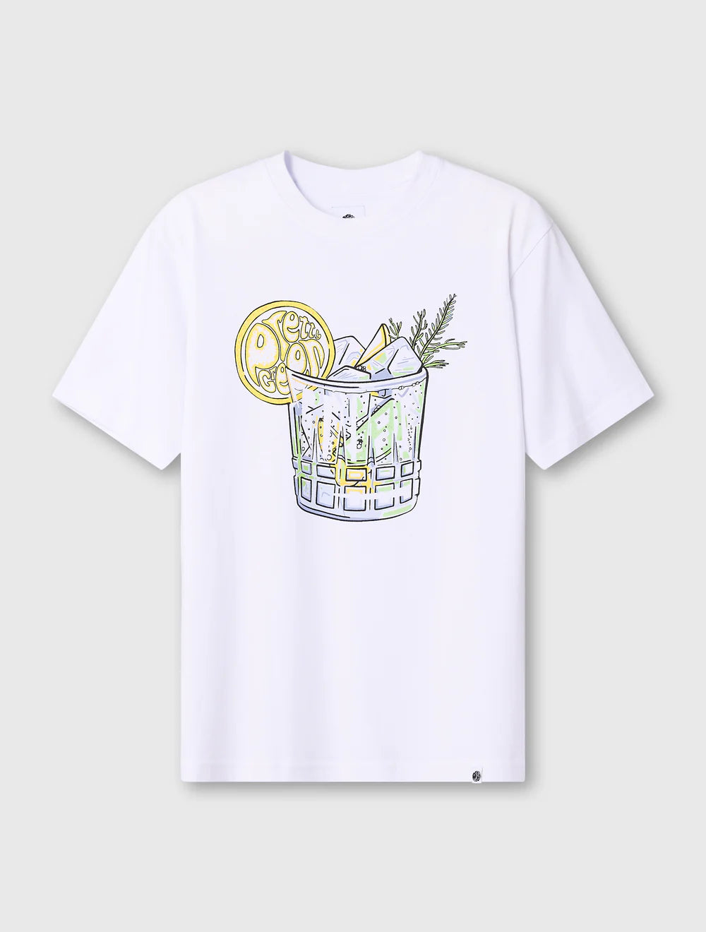 White Pretty Green gin and tonic T-shirt with a stylish printed design, casual fit, and soft fabric.