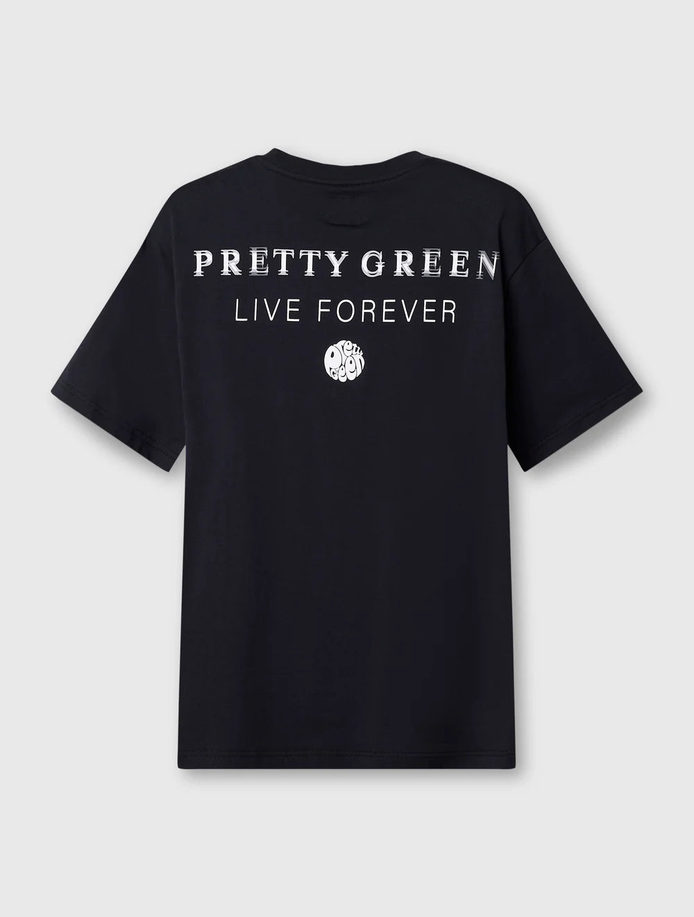 Pretty Green black refractive T-shirt with subtle design details, casual fit perfect for everyday wear.
