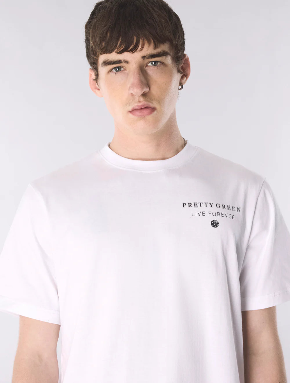 White Pretty Green Refractive T-Shirt with subtle design detail, made from soft cotton for a comfortable fit.