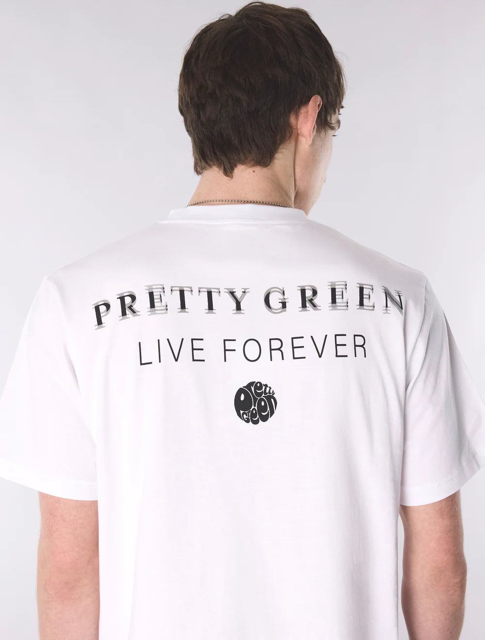 White Pretty Green Refractive T-Shirt with subtle design details, casual fit and soft cotton fabric.