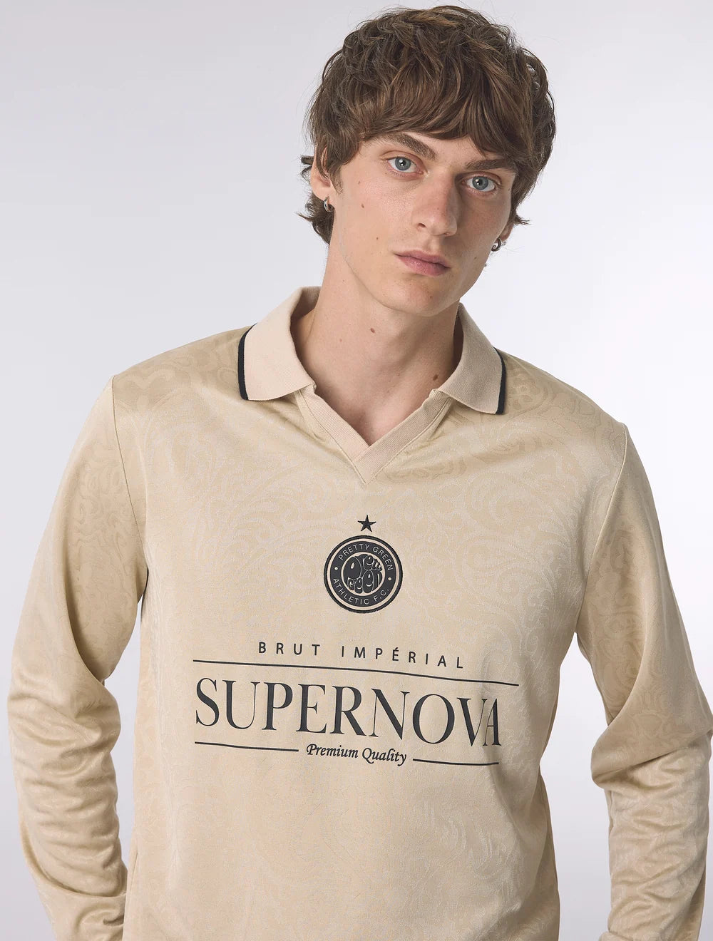 Pretty Green Supernova Football Top Champagne