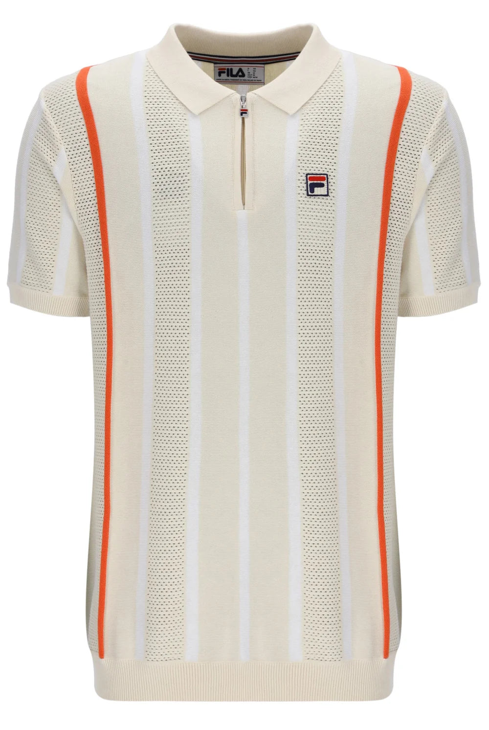 Fila Giorgio Crochet Patchwork Knitted Polo Tapioca/White/Tiger Lily