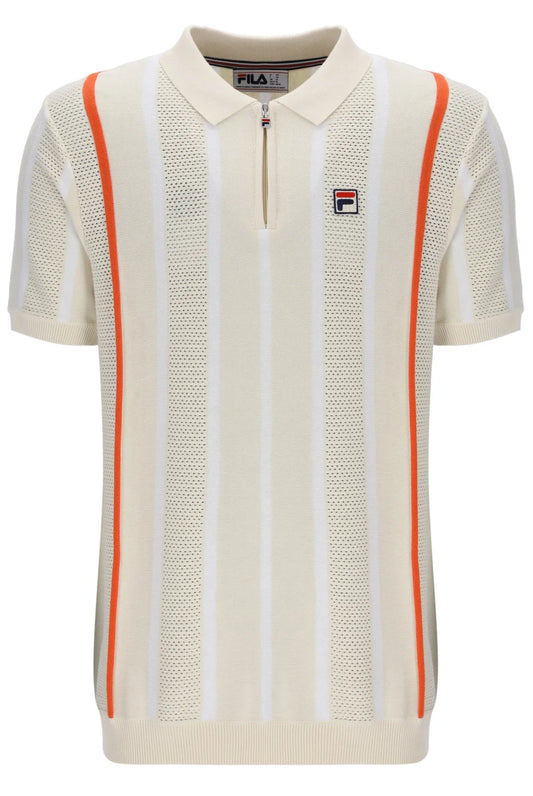Fila Giorgio Crochet Patchwork Knitted Polo Tapioca/White/Tiger Lily