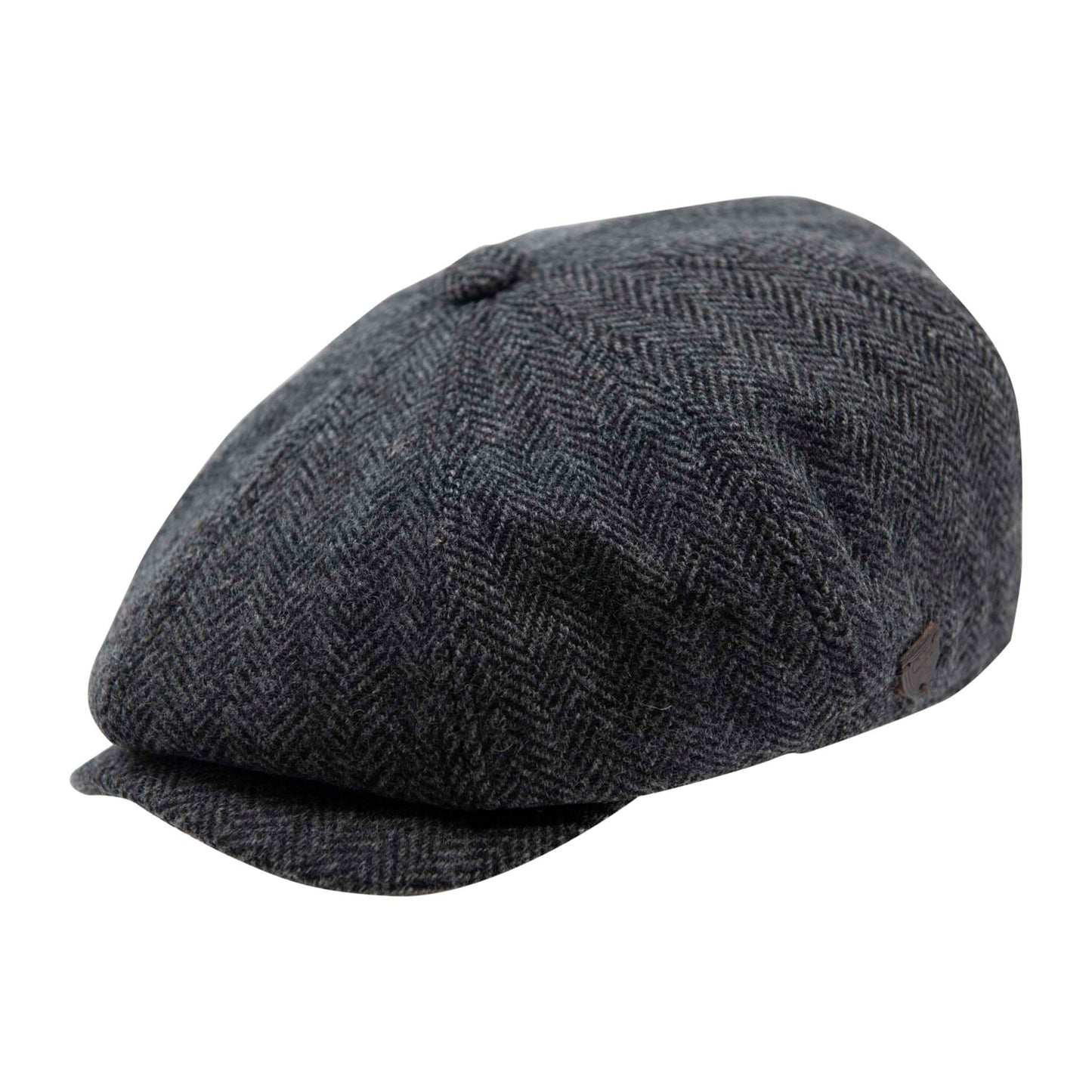 Carlyle Jumbo Herringbone Wool Newsboy Cap Grey