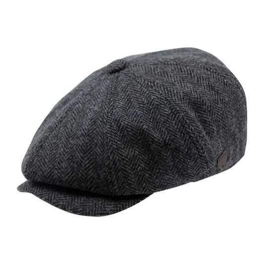 Carlyle Jumbo Herringbone Wool Newsboy Cap Grey
