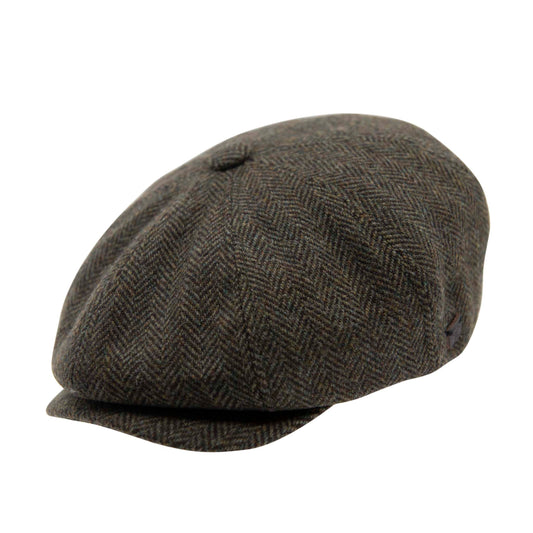 Carlyle Jumbo Herringbone Wool Newsboy Cap Brown