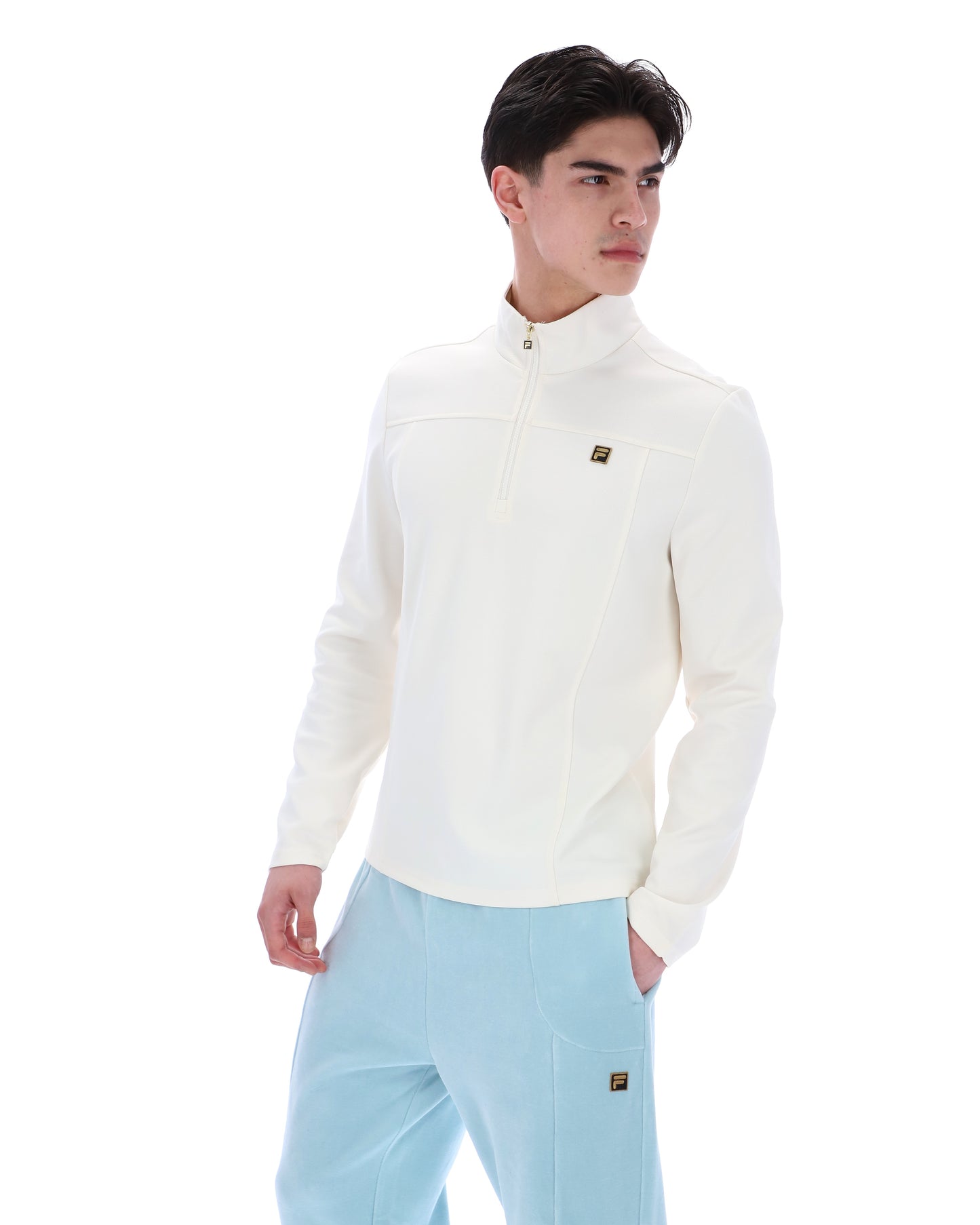 Fila Gold Hogan quarter zip jumper in coconut milk color, featuring a comfortable fit and stylish design.