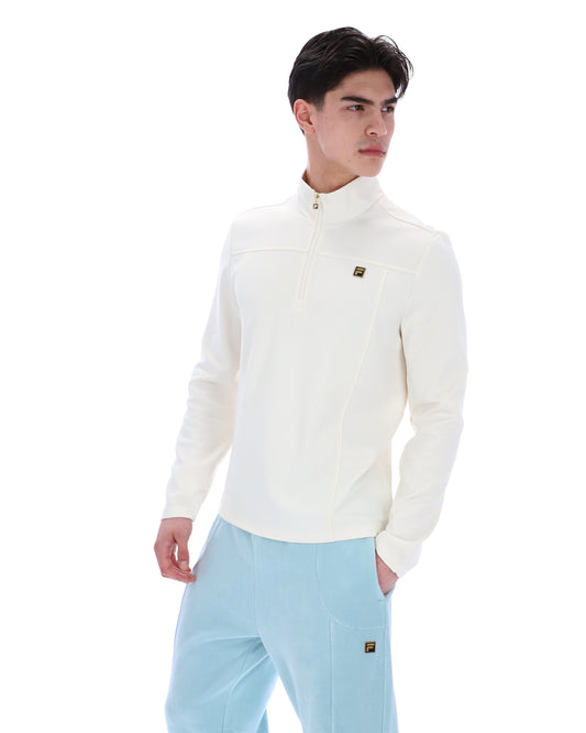 Fila Gold Hogan quarter zip jumper in coconut milk color, featuring a comfortable fit and stylish design.