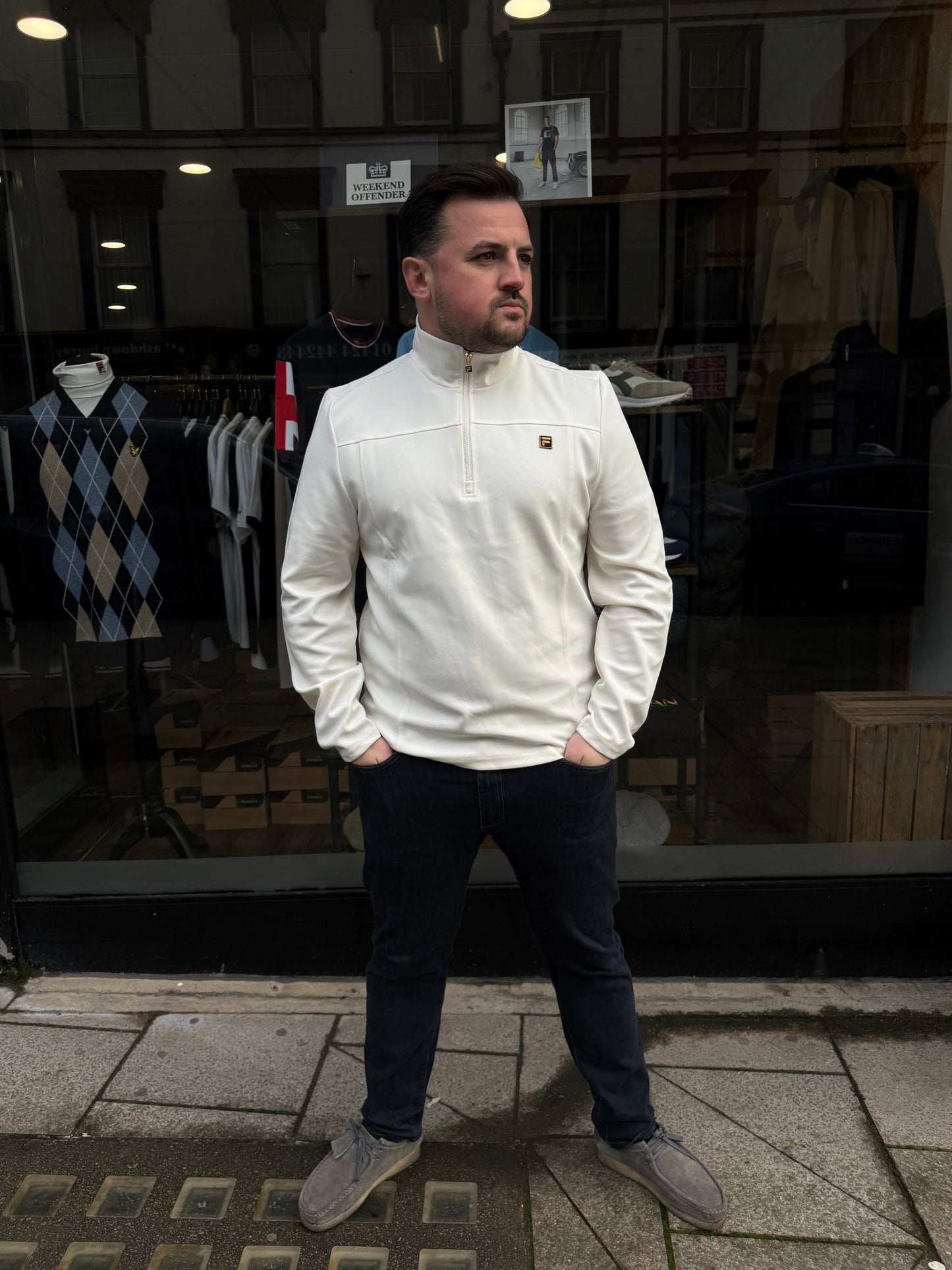 Fila Gold Hogan Quarter Zip Jumper Coconut Milk - RD1 Clothing