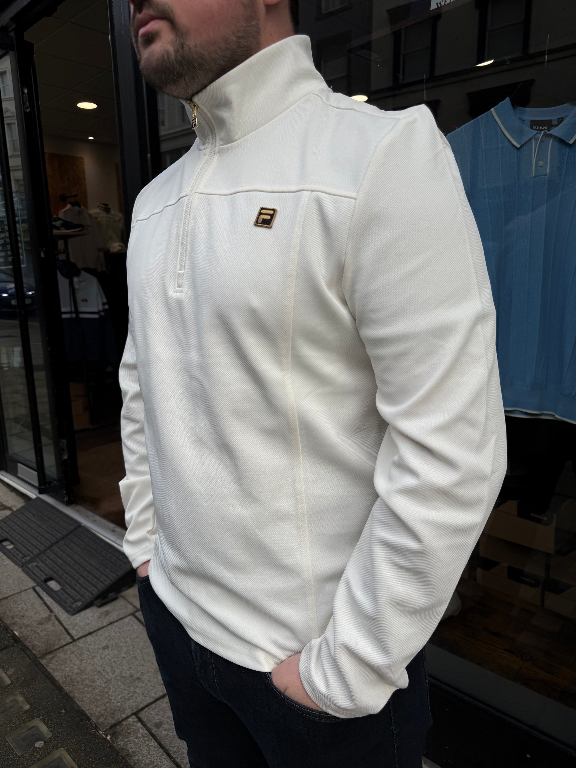 Fila Gold Hogan Quarter Zip Jumper Coconut Milk - RD1 Clothing
