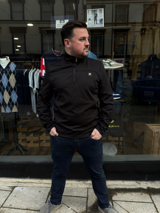 Fila Gold Hogan Quarter Zip Jumper Black - RD1 Clothing