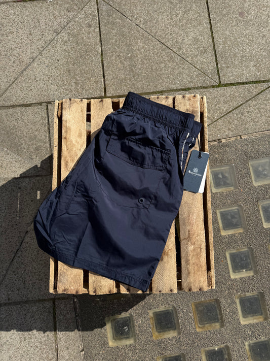 Aquascutum Club Check Piping Beach Shorts Navy - RD1 Clothing