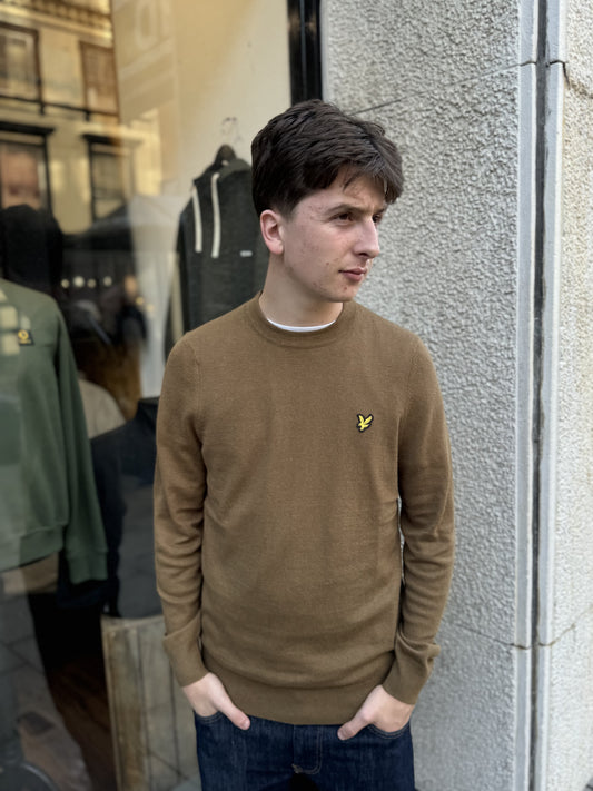 Lyle & Scott Cotton Merino Crew Neck Jumper In Wild Nettle