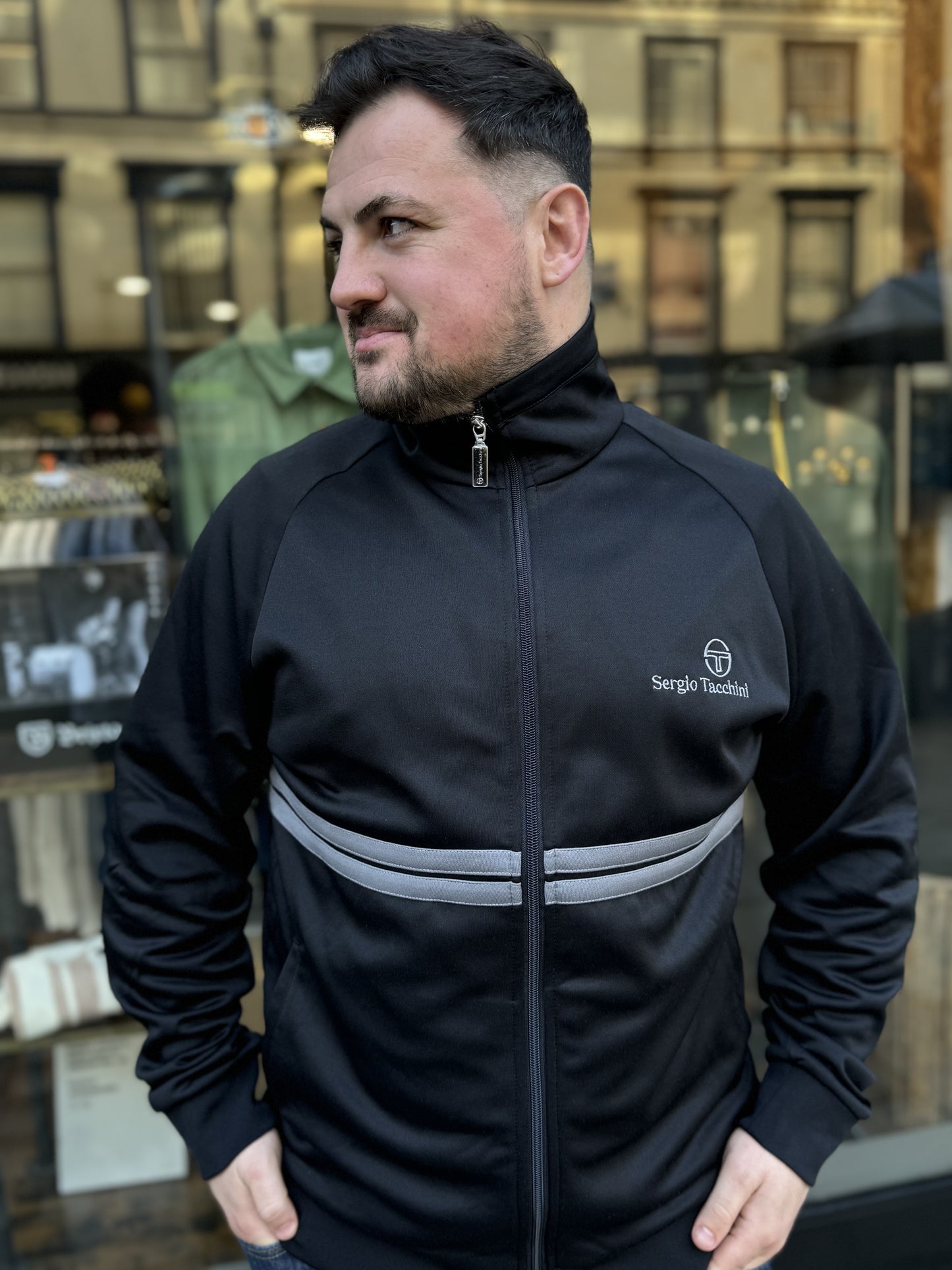 Sergio Tacchini Dallas Track Top Black In Grey RD1 Clothing