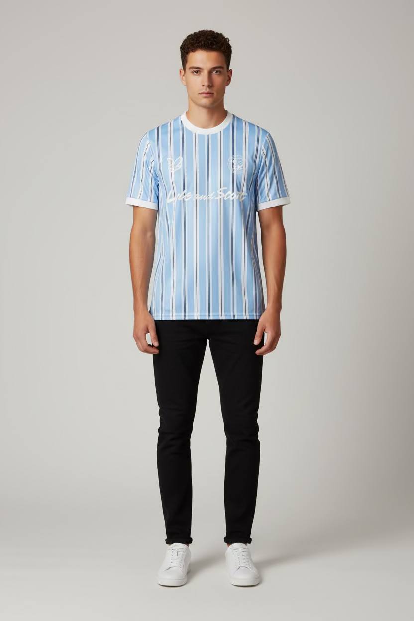 Lyle & Scott Prep Stripe Football Shirt Chalk Blue - RD1 Clothing