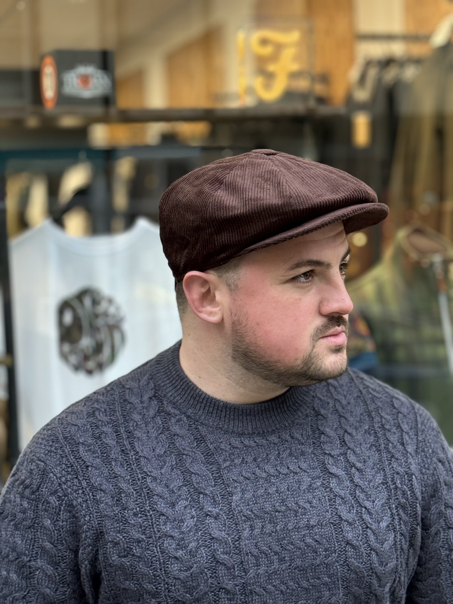 Corduroy Newsboy Cap Brown