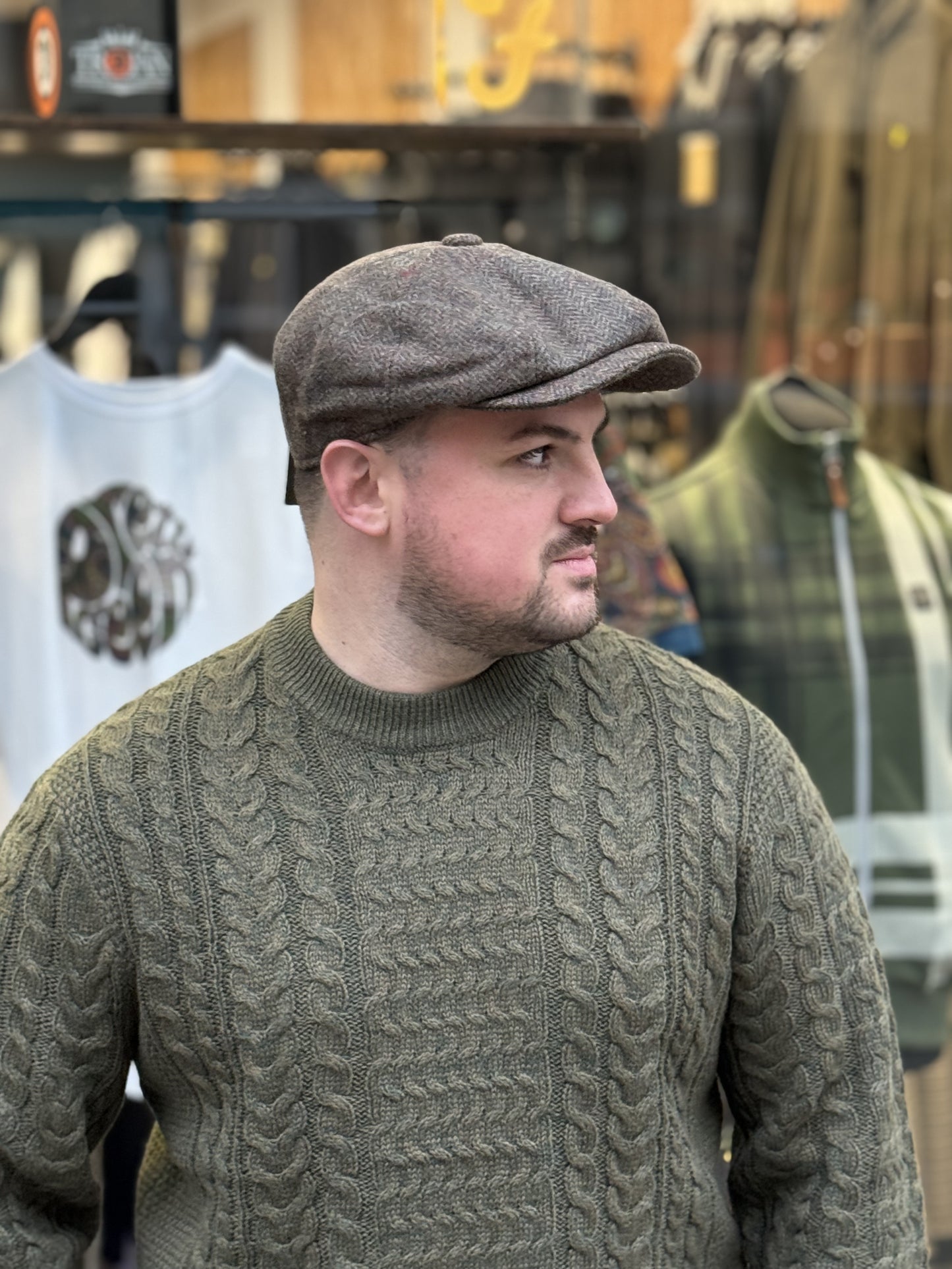 Classic Multi-Colour Herringbone Newsboy Cap