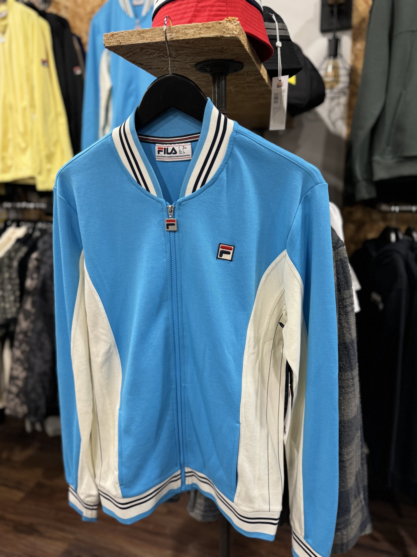 Fila Settanta Baseball Track Jacket In Light Blue/Cream/Fila Navy