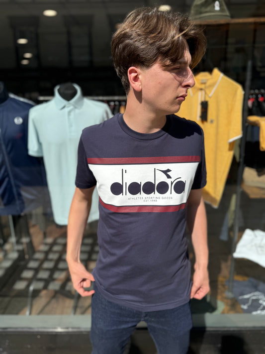 Diadora Logo T-shirt Navy/Empire Red