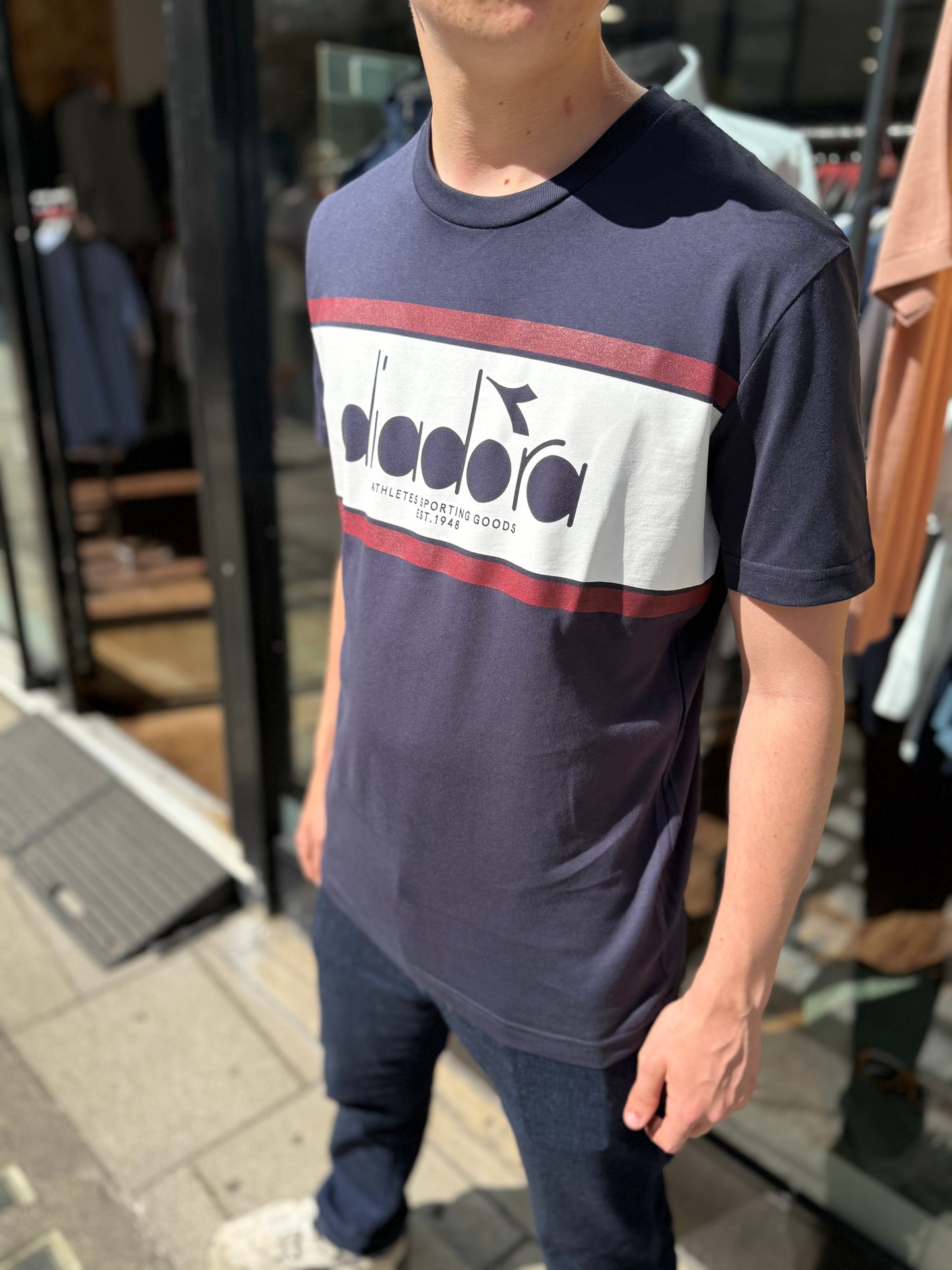 Diadora Logo T-shirt Navy/Empire Red