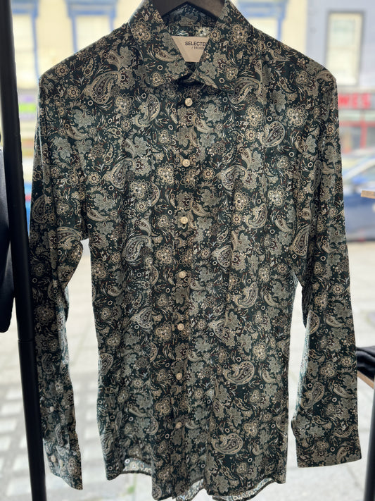 Selected Homme Soho LS Shirt In Green Paisley - RD1 Clothing