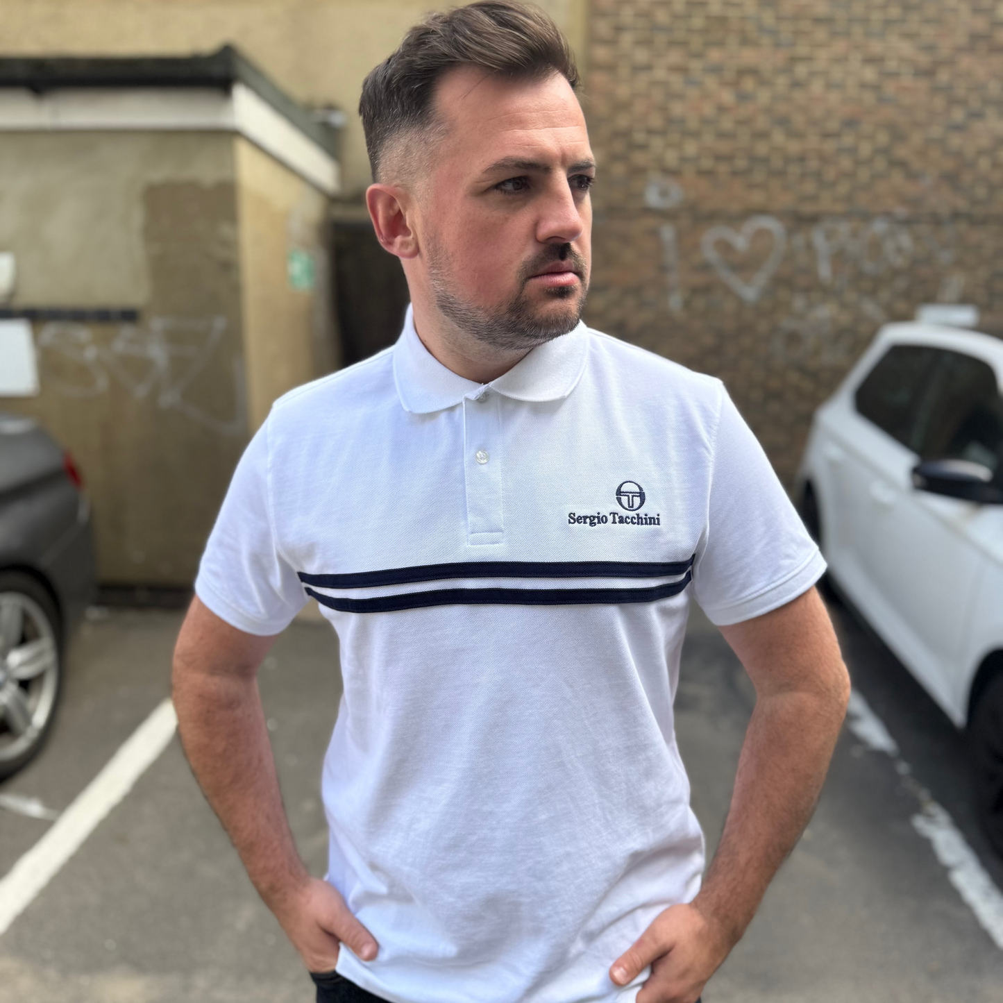 Sergio Tacchini New Supermac Polo White/Navy/Princess Blue