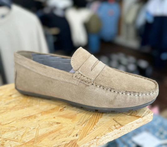 Roamers Suede Drivers Loafer Taupe - RD1 Clothing