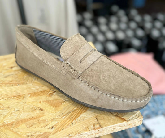 Roamers Suede Drivers Loafer Taupe - RD1 Clothing