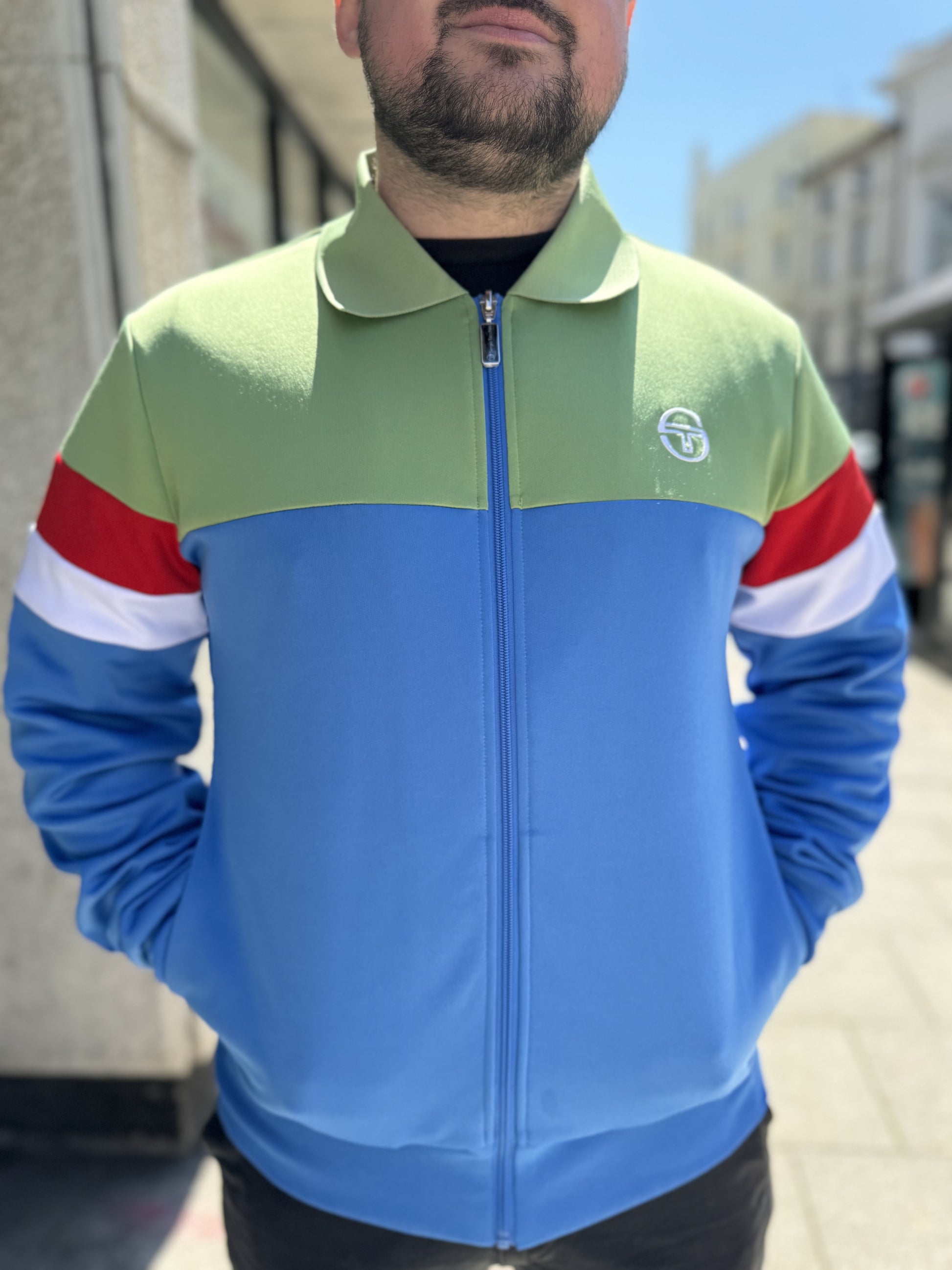 Sergio Tacchini Tomme Track Top Palace Blue/Jade Green